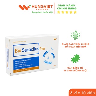 Men tiêu hóa Bio Sacacilus Plus - Giảm các triệu chứng của rối loạn tiêu hóa, đầy bụng, khó tiêu HungViet Pharma hộp 30v