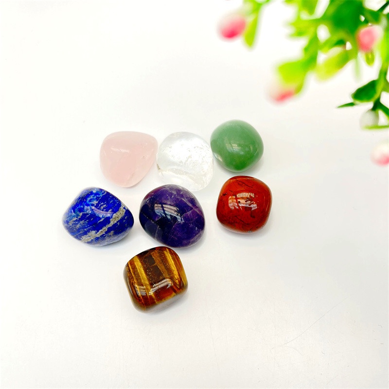 Sét 7 viên đá chakra tự nhiên mang năng lượng tích cực kèm túi màu ngẫu nhiên