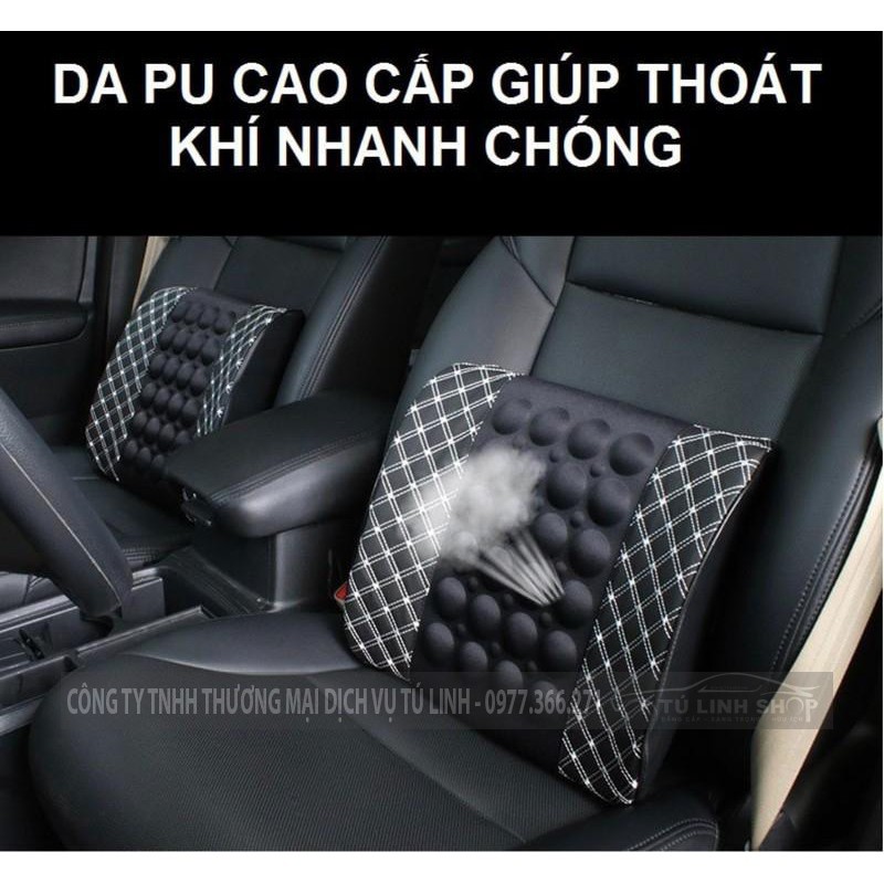 Gối tựa lưng trên ô tô massage rung thư giãn- loại bọc Da tiện lợi