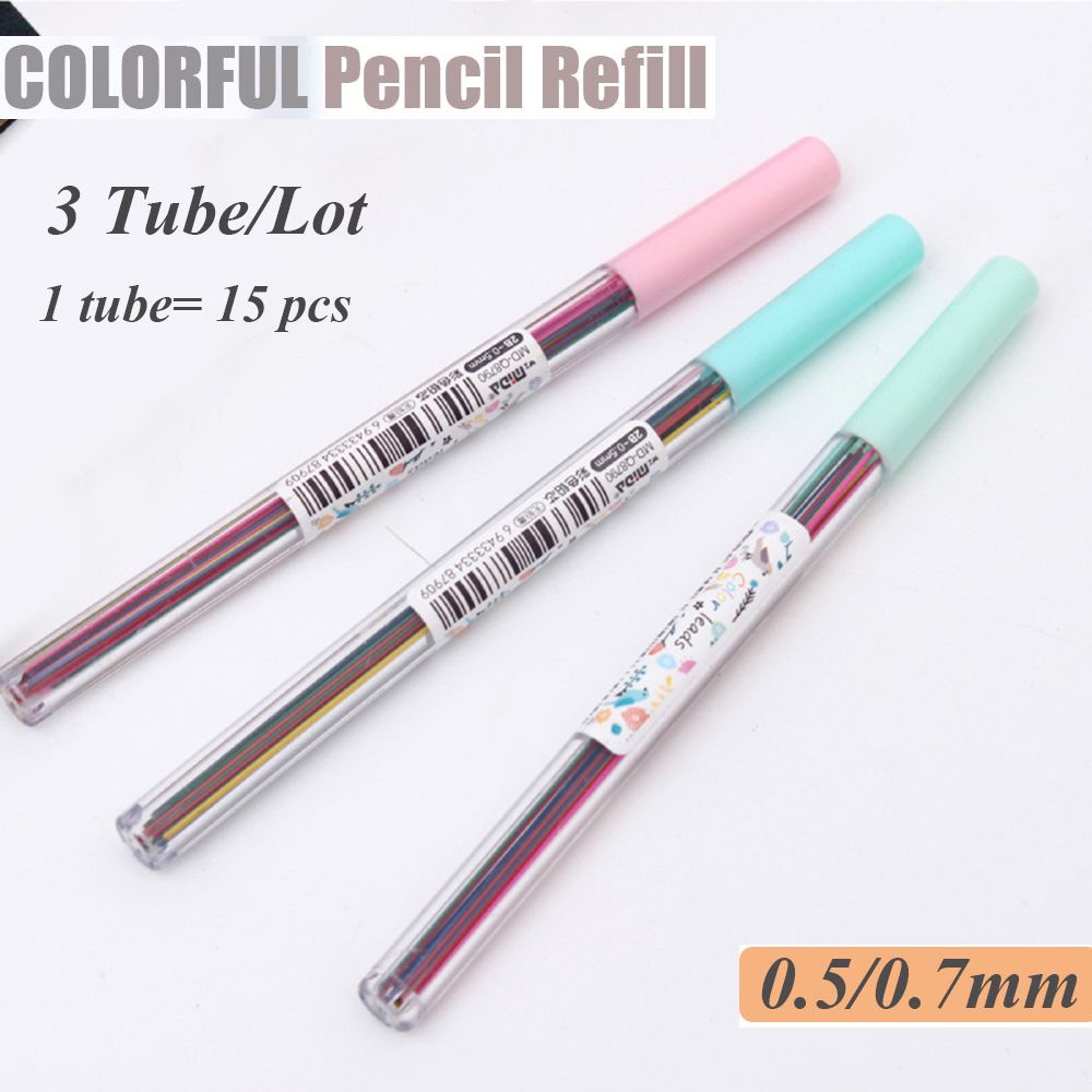 Set 15 Ruột Bút Chì 0.5 / 0.7 mm Nhiều Màu Sắc