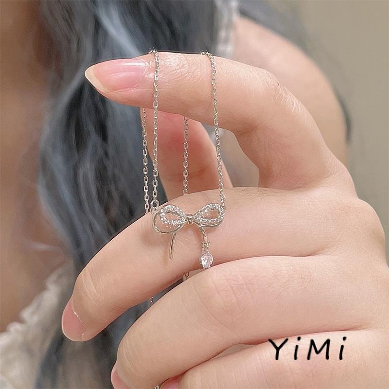 Vòng cổ Mặt Hình Nơ Đính Kim Cương Thời Trang Hàn Quốc Cho Nữ