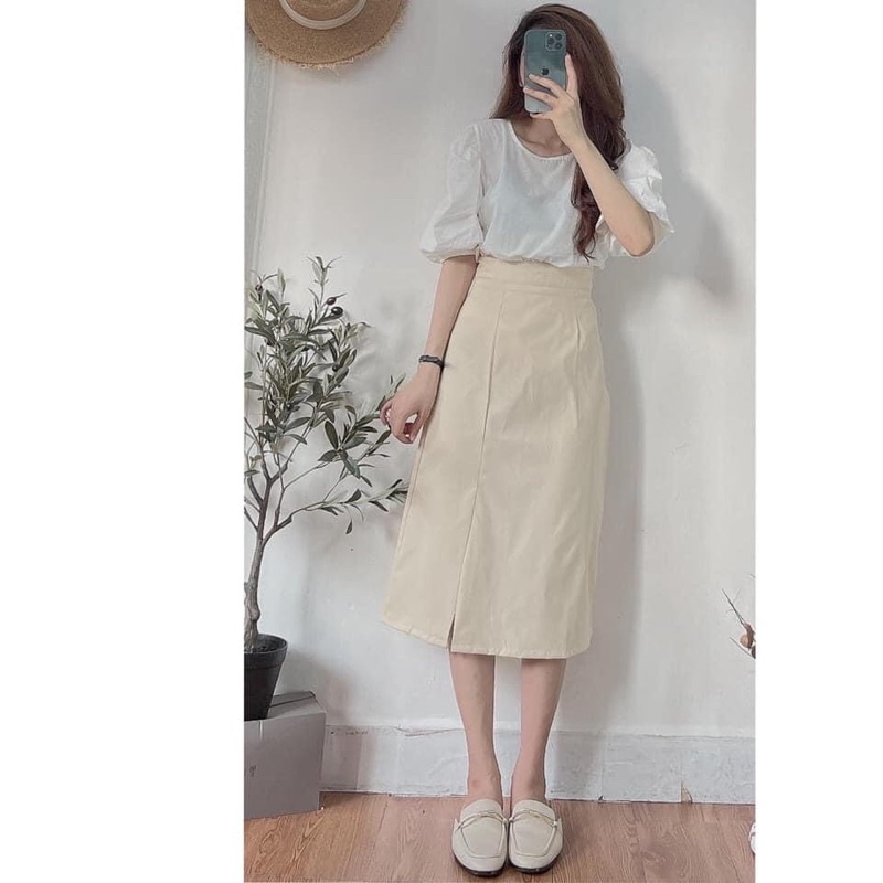 Chân váy kaki dáng chữ A