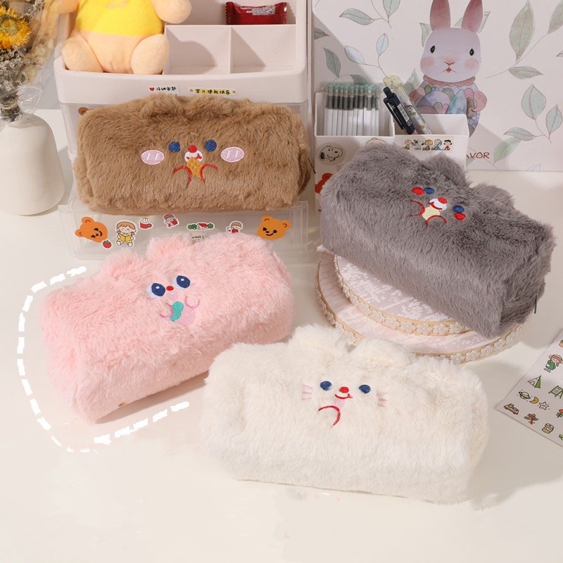 Túi Đựng Bút Cỡ Lớn Thêu Họa Tiết Hoạt Hình Nhồi Bông Xinh Xắn