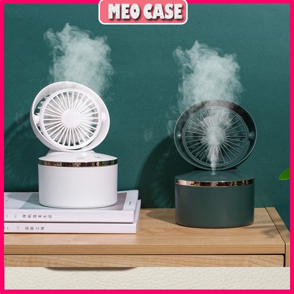 Quạt hơi nước mini, quạt phun sương tạo ẩm, điều hòa mini dùng được tinh dầu, tích điện dùng đến 9 tiếng