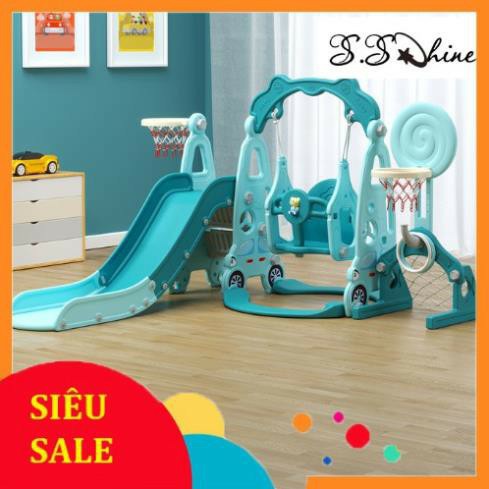 cầu trượt xích đu cho bé / đồ chơi vận động trong nhà tặng kèm bóng rổ tải trọng 50kg giá rẻ