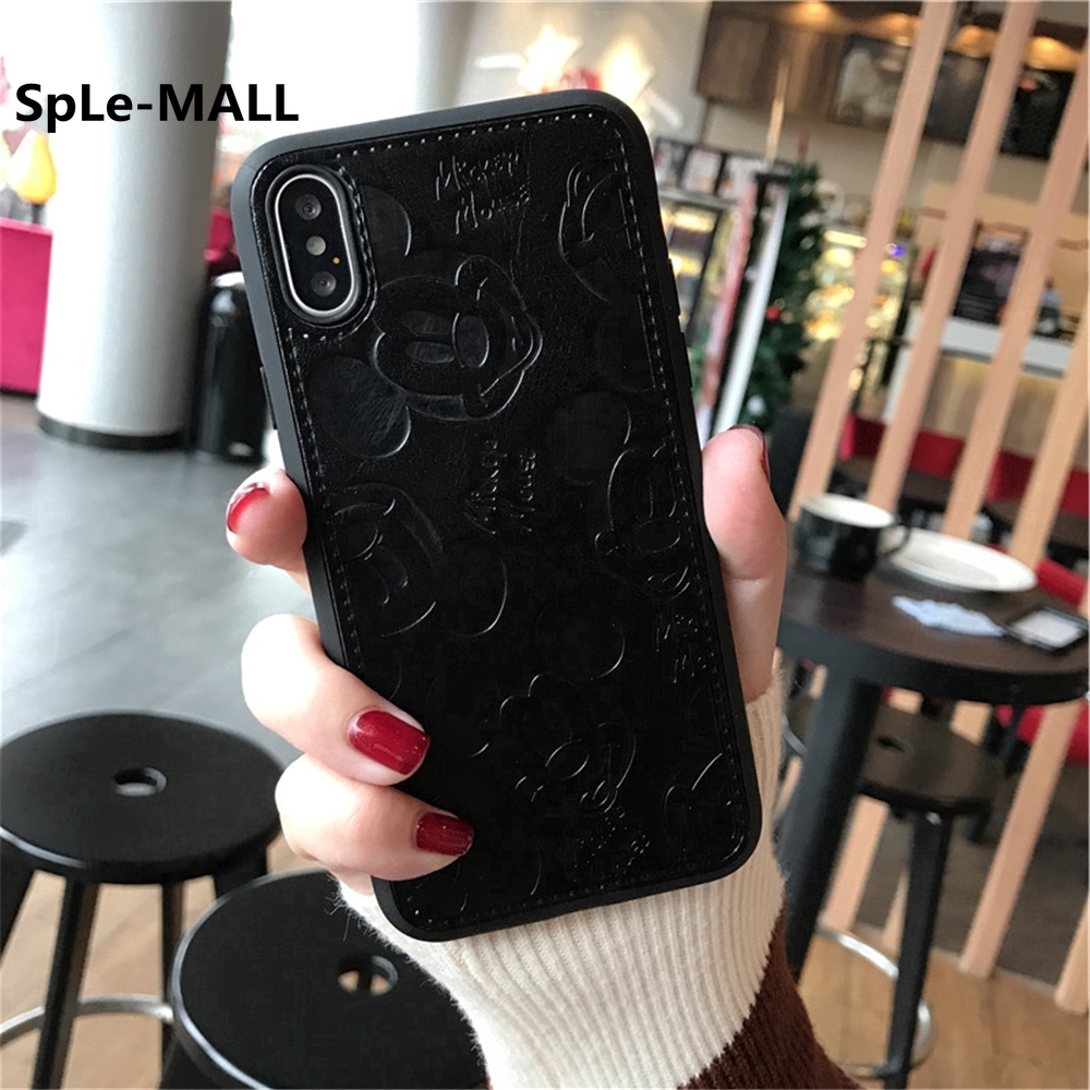 Vỏ PU bằng da mềm Cartoon Brand Disney Mickey Minnie  3D PU Leather +TPU Shockproof phone case iPhone 11 Pro Max 7 8 6 6S Plus XS Max X XR Cover Casing