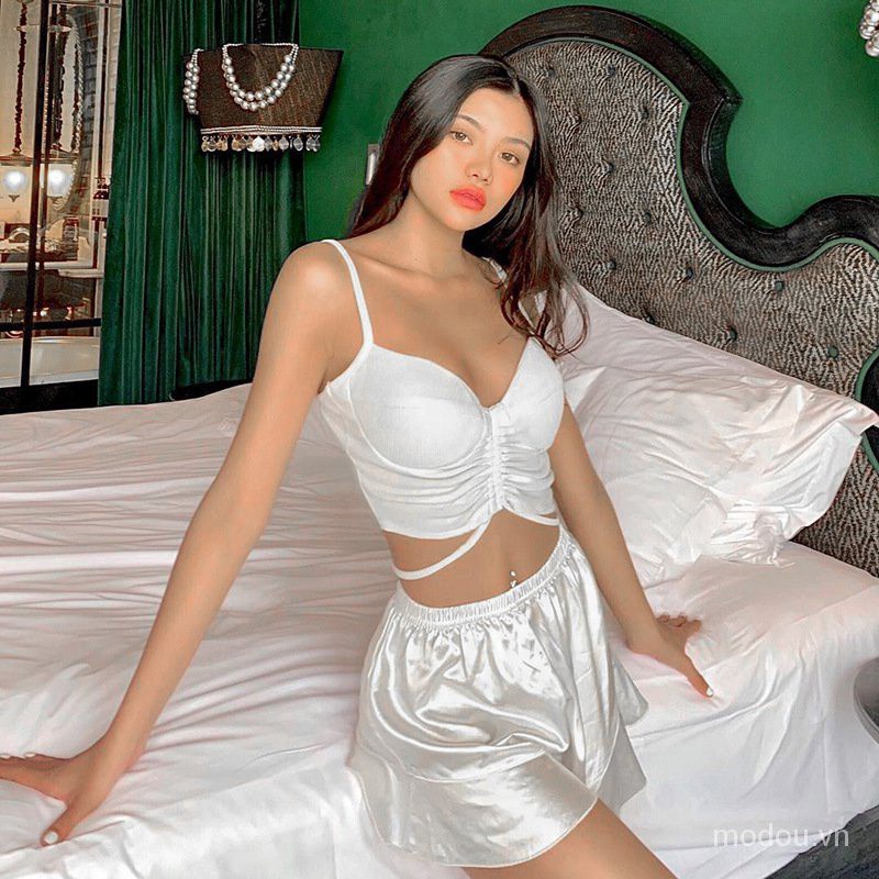 Áo Lửng Hai Dây Phối Dây Rút Gợi Cảm Cho Nữ