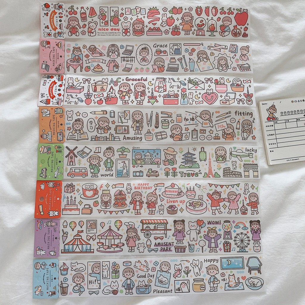 Sticker cute washi tape hình dán dễ thương miếng dán công chúa trang trí sổ planner bullet journal dụng cụ dán Stick Me