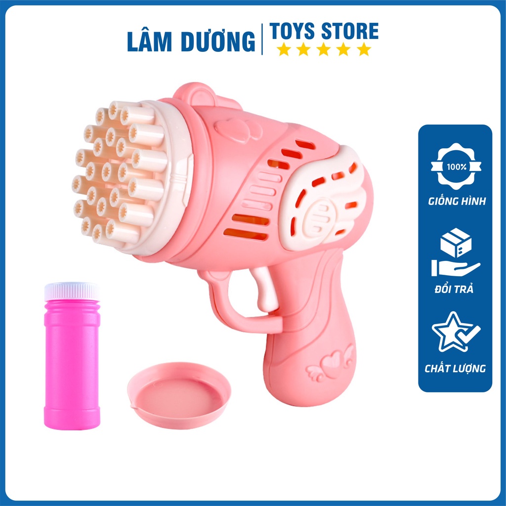 Súng bắn bong bóng 23 nòng chạy bằng pin siêu mạnh kèm dung dịch bong bóng nhiều màu an toàn cho bé