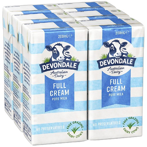 Sữa tươi nước Devondale 200ml Full Crem (Thùng 24 hộp)   FREESHIP  hấp thu tối đa dinh dưỡng.