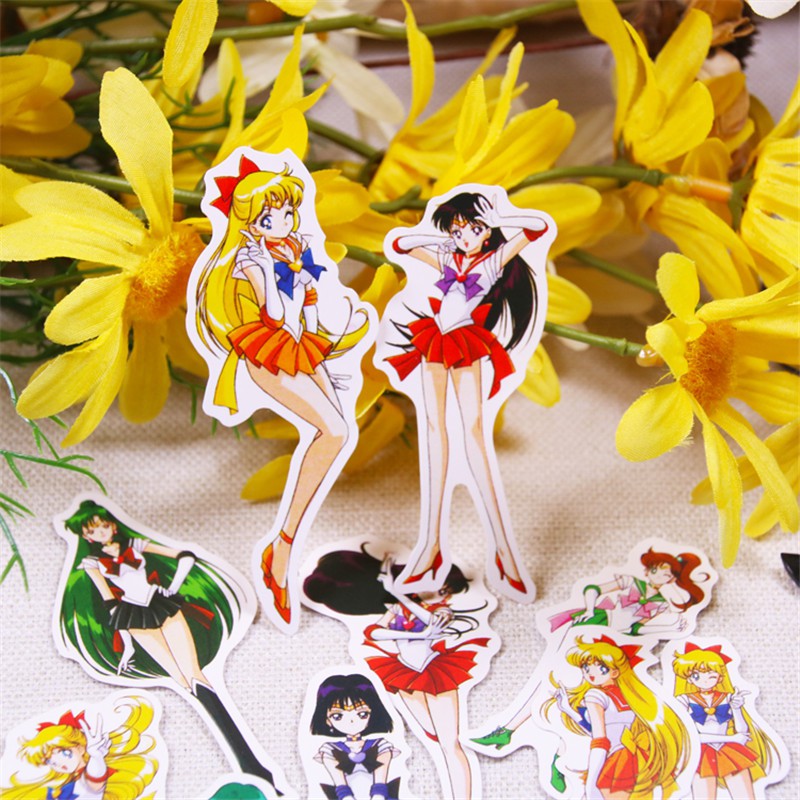 14Pcs/set ❉ Sailor Moon Tsukino Usagi Diary Stickers ❉ DIY Fashion Mixed Scrapbooking Doodle Decals Stickers