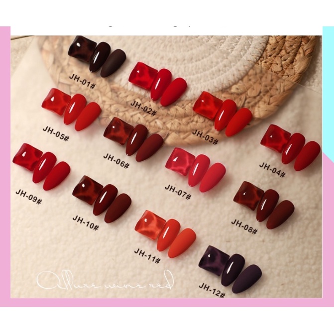 Sơn móng tay AS tone đỏ tươi đỏ cherry đỏ đô mã JH 15ml chai đen sơn gel AS dùng máy hơ gel sơn nail