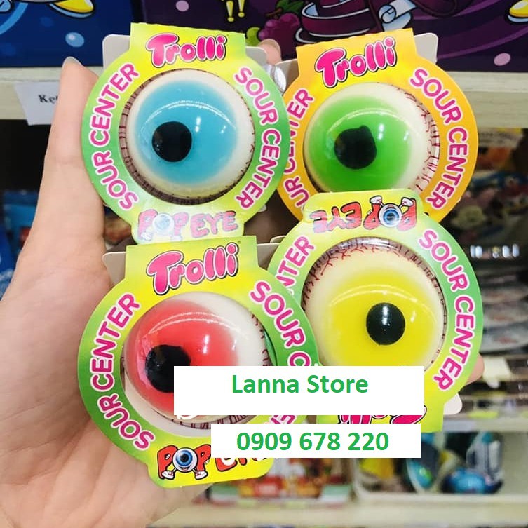 [HỘP 40 VIÊN] Kẹo dẻo Trolli Glotzer con mắt (Eyeball) hộp 752g - Đức