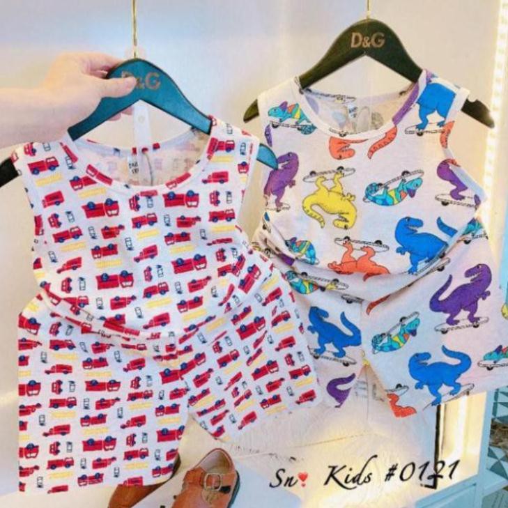 Set bộ ba lỗ hè in hình mini toàn thân cho bé chất cotton xuất dư siêu mềm