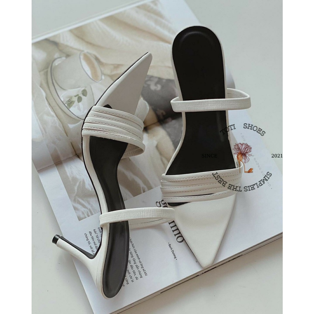 GUỐC NỮ TOTIIE SHOES - GIÀY THỜI TRANG QUAI NGANG MẢNH GÓT NHỌN - DÉP CAO GÓT MŨI NHỌN D2201260