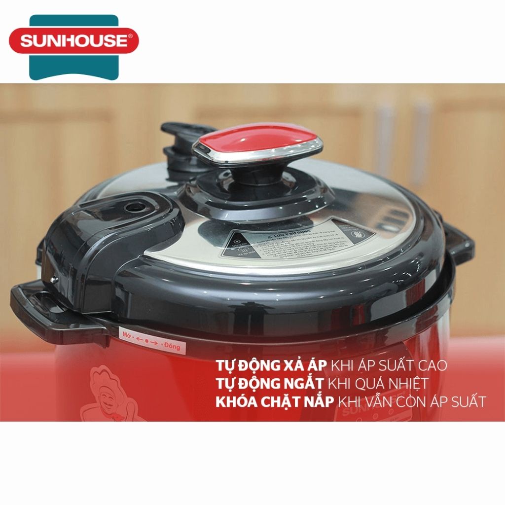 Nồi áp suất điện cao cấp Sunhouse shd1552r dung tích 5L có nhiều chức năng nấu đa năng hàng chính hãng