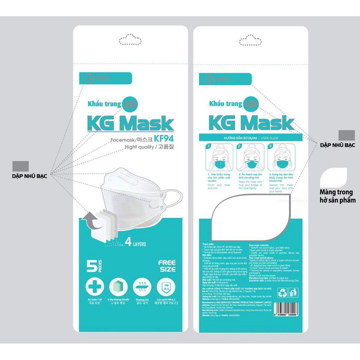 KHẨU TRANG KHÁNG KHUẨN 4D MASK KF94 ÔM SÁT KHUÔN MẶT HỢP THỜI TRANG