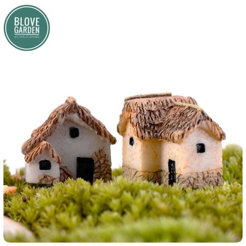 Tiểu cảnh mini - Nhà ngói xưa làm phụ kiện trang trí terrarium, sen đá, xương rồng, cây cảnh mini, cây để bàn