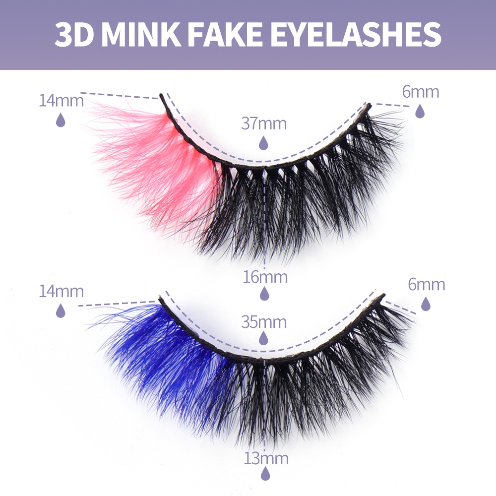 [Hàng mới về] Bộ 2 cặp mi giả dáng cong và dày nhiều màu sắc thời trang