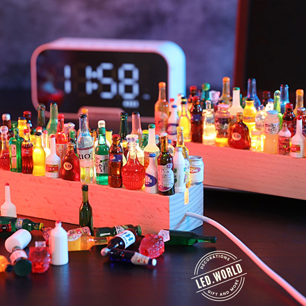 đèn trang trí thủ công DIY chai rượu tí hon mini bar size 15cm