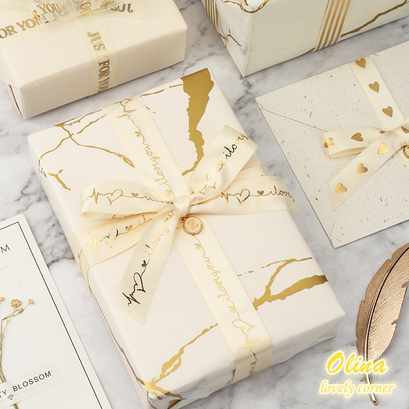 Cuộn dây ruy băng màu be/ trắng chất lượng cao dùng làm đồ thủ công 9.1m