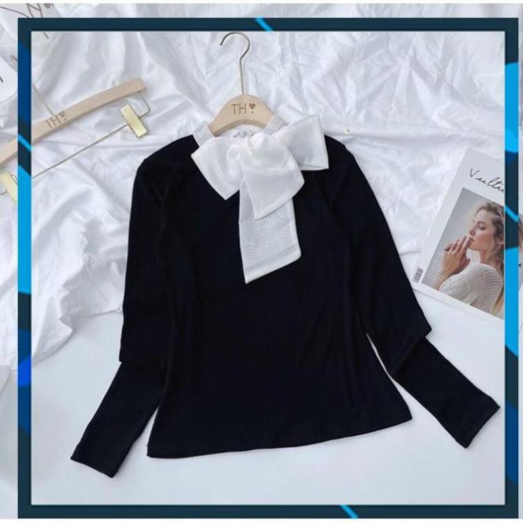 ÁO  CỔ NƠ XINH XẮN HOTTREND MẶC SIU XINH THỜI TRANG NỮ BANAMO FASHION ÁO LEN TĂM CỔ NƠ 342