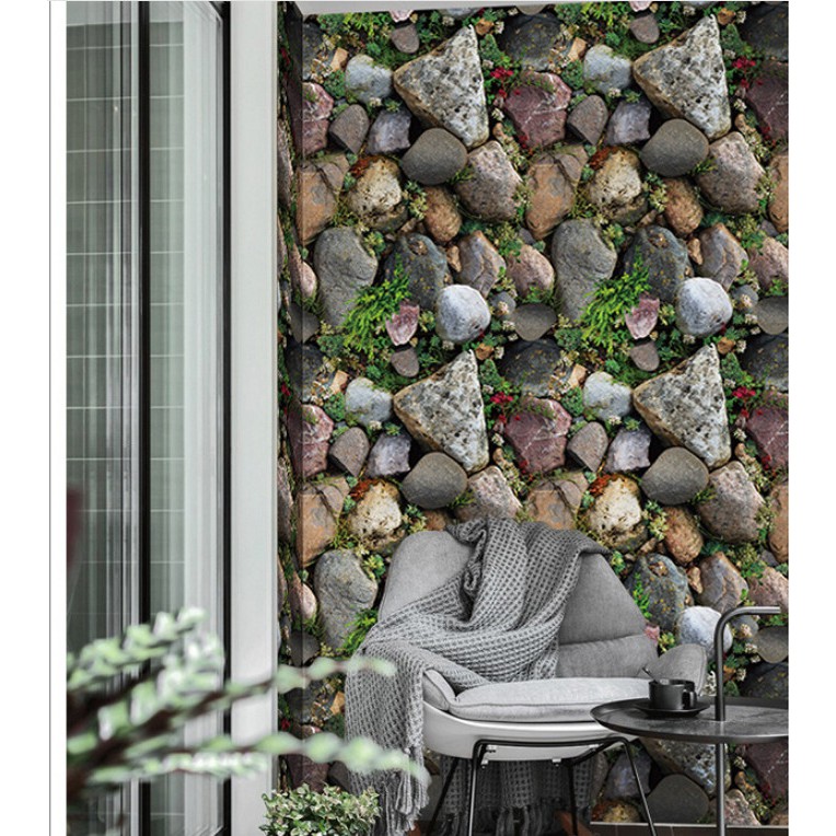 Decal giấy dán tường đá cỏ rêu khổ 45cm keo sẵn bóc dán | BigBuy360 - bigbuy360.vn