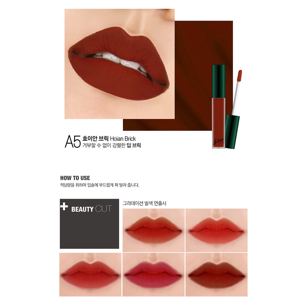 Son kem lì Bbia Last Velvet Lip Tint ASIA EDITION - A5 Hoian Brick (Đỏ gạch trầm pha nâu) 5g - Bbia Official Store | BigBuy360 - bigbuy360.vn