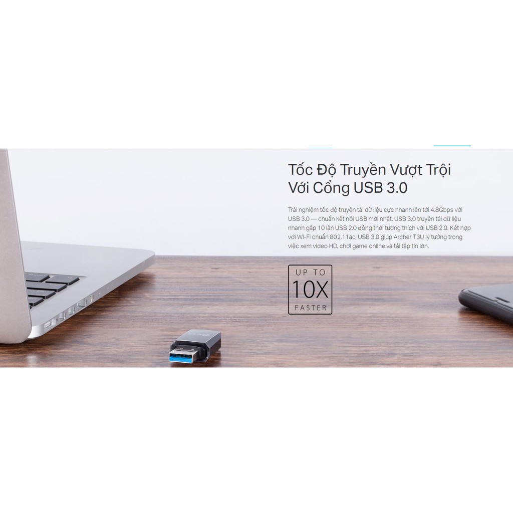 USB Thu Sóng Wi-Fi MU-MIMO Mini AC1300 TP-LINK Archer T3U