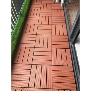 Combo 20 vỉ sàn gỗ nhựa lót ban công - màu đỏ gạch