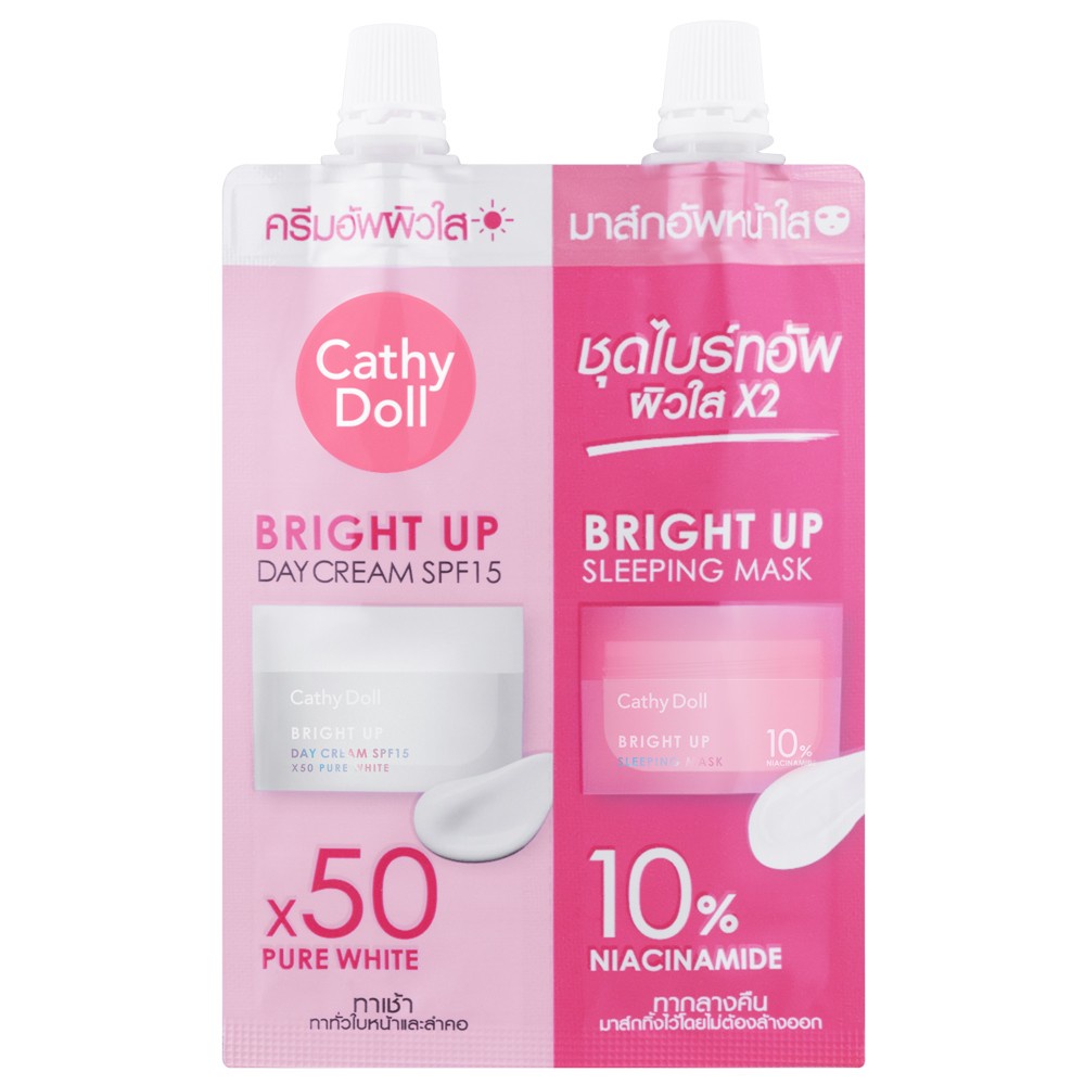 Kem Dưỡng Da Ngày Và Mặt Nạ Ngủ Cathy Doll Bright Up Day Cream SPF15 And Bright Up Sleeping Mask