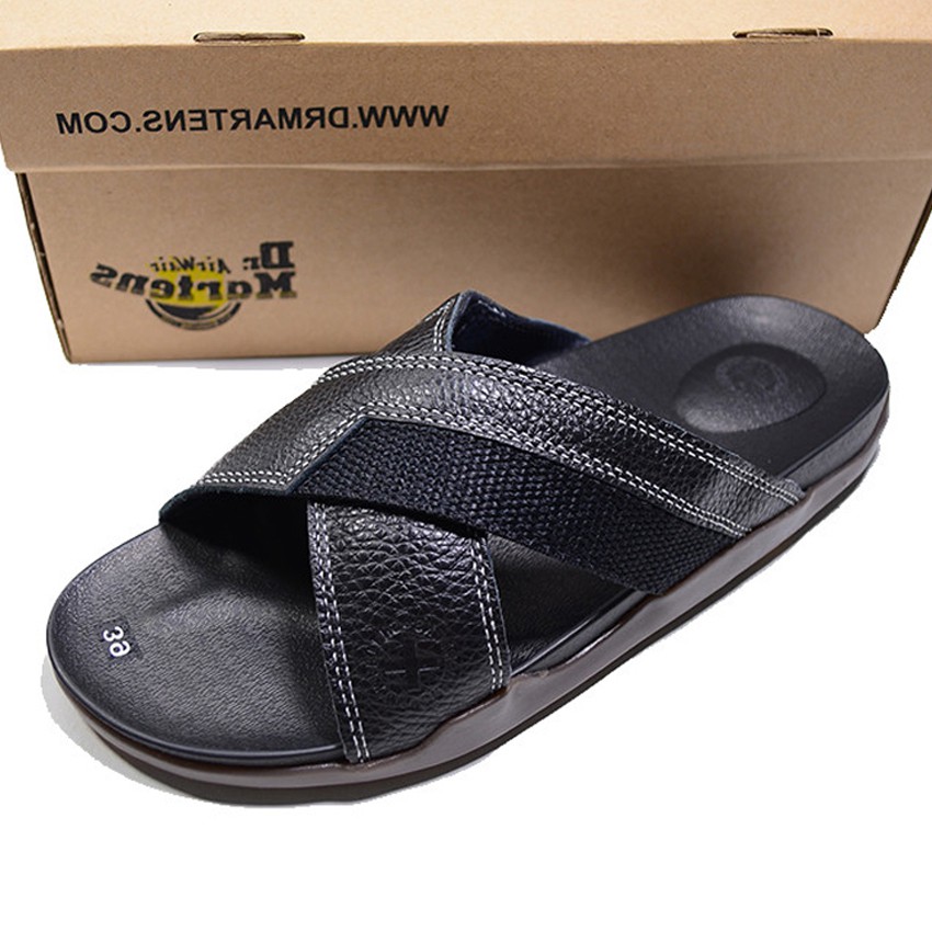 Dép Nam Da Bò Cao Cấp Dr.Martens Thailand, Dép Quai Ngang Nam Full Hộp 65Dr4