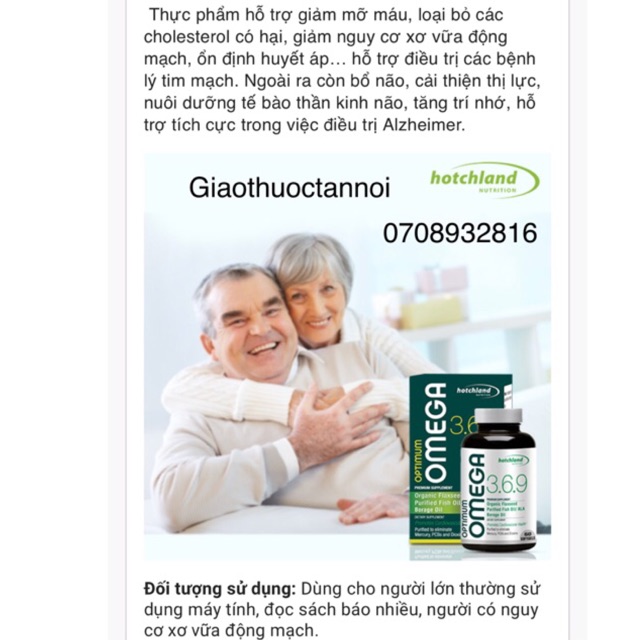 Optimum Omega 3 6 9 (USA) (giúp bổ não, bổ mắt, giảm nguy cơ xơ vữa vạch máu...)
