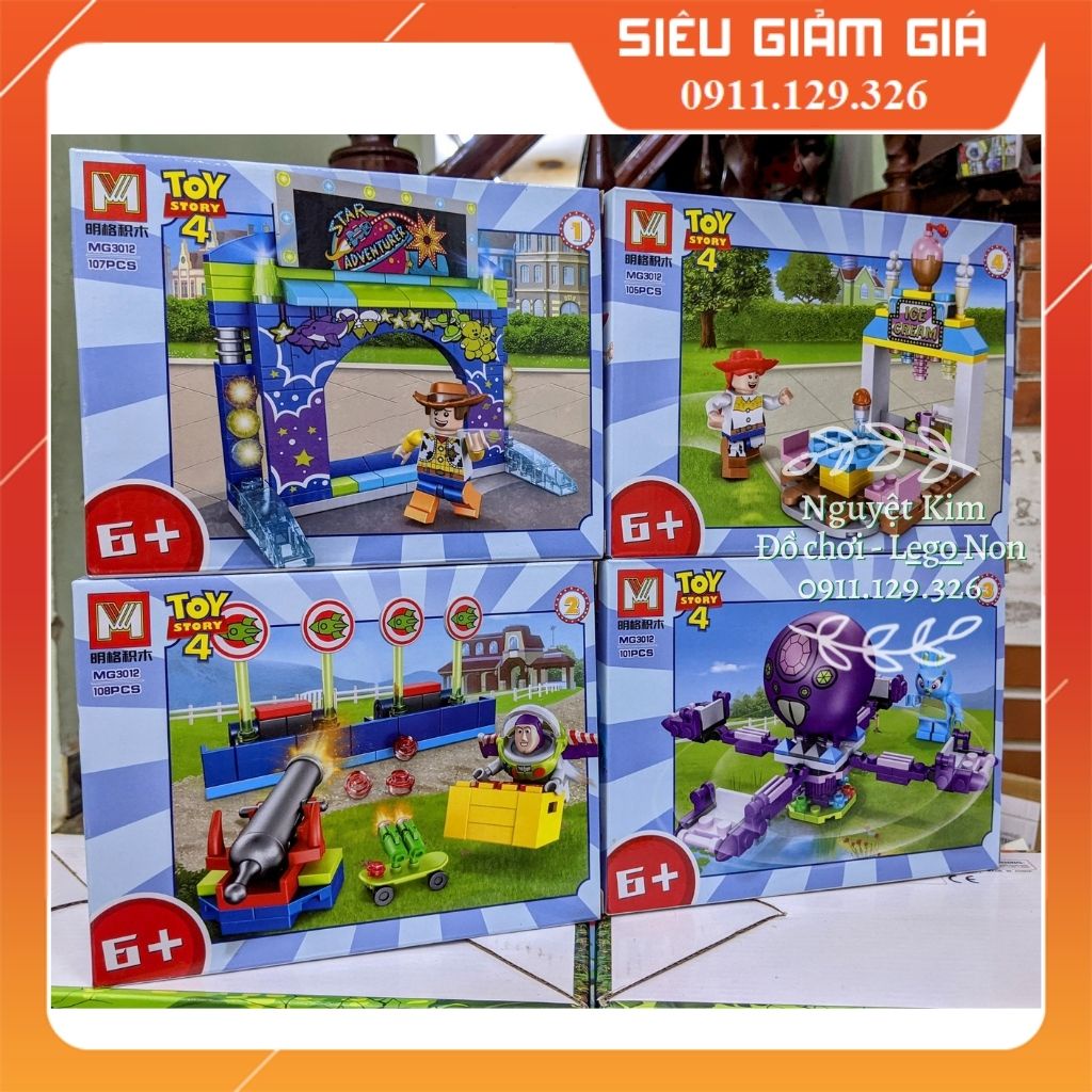 Combo 4 Hộp Lắp Ráp Xếp Hình 4in1 Hoạt Hình Cuộc Chạy Trốn Của Đồ Chơi MG 3012 - Đồ Chơi Trí Tuệ Trẻ Em