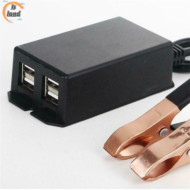 Bộ Chuyển Đổi Sạc Nhanh Usb 4 Trong 1 Có Kẹp Gắn Bình Ắc Quy / Đèn Led / Loa Xe Máy Cho Điện Thoại
