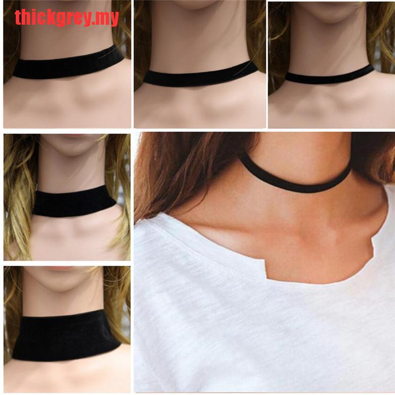 Vòng Cổ Choker Vải Nhung Màu Đen Phong Cách Gothic