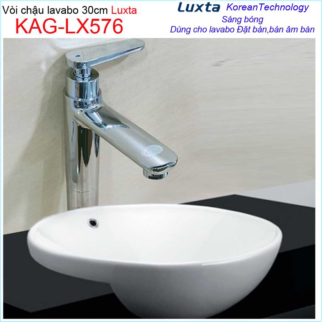 Vòi lavabo lạnh Luxta, Vòi chậu rửa cao 30cm, vòi lạnh lavabo đặt bàn KAG-LX576