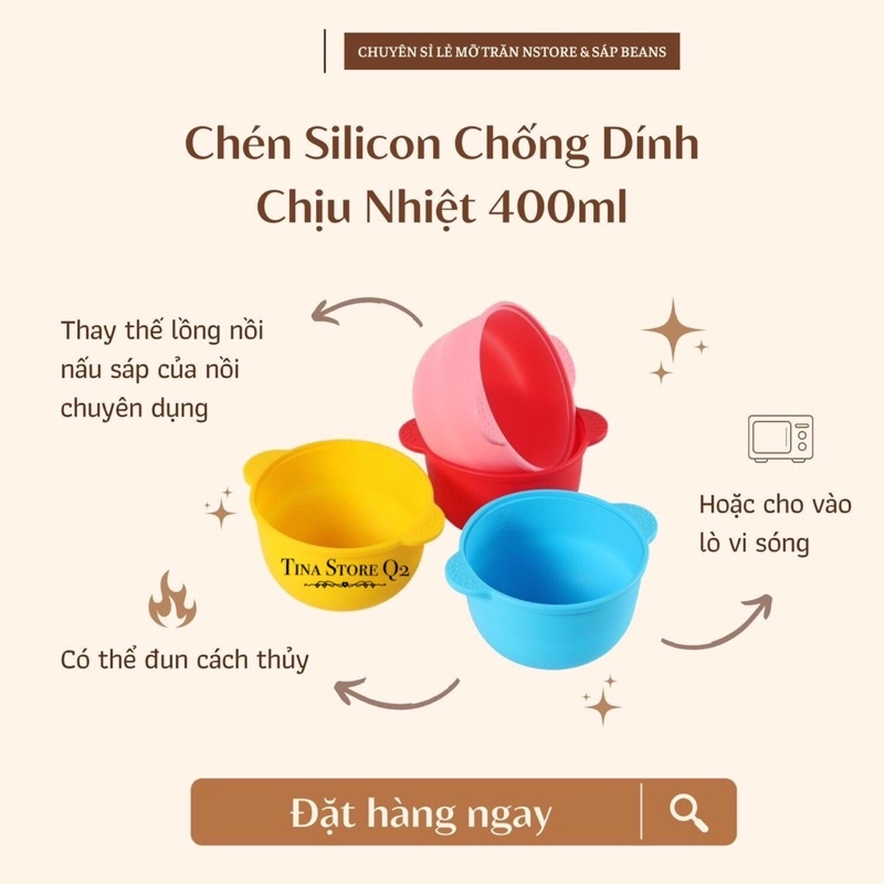 Chén silicon nấu sáp [ giá sỉ ] giúp nấu sáp nhanh chóng , tiện lợi , dễ sử dụng