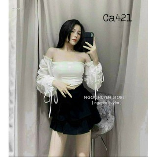 Áo phi lụa bẹt vai tay dài xinh GB21092 mới