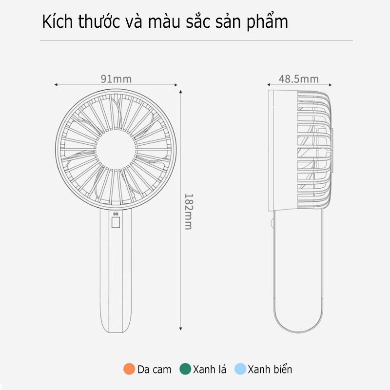 Quạt cầm tay Xiaomi VH , Pin sạc 2.000mAh, chân sạc Micro USB , motor thế hệ mới không ồn, có dock để bàn -BH 6 tháng