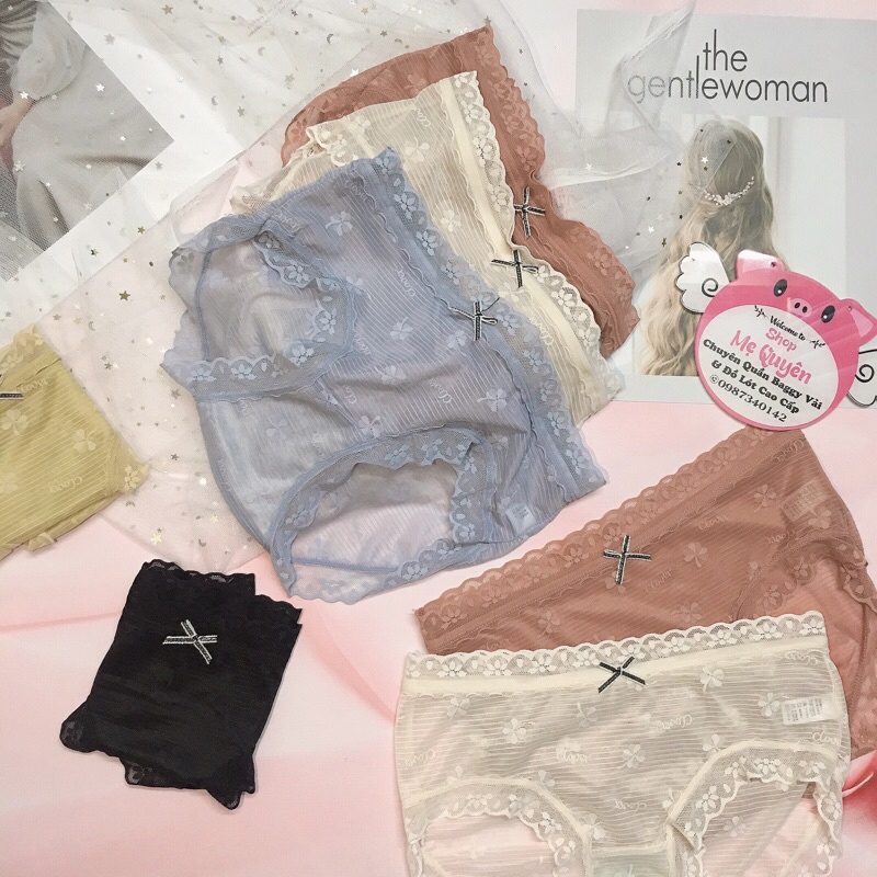 Quần lót ren nữ hoạ tiết hoa nhí đính nơ dễ thương, mỏng mát xuyên thấu gợi cảm cho nàng, chất ren mịn dai không bai dão