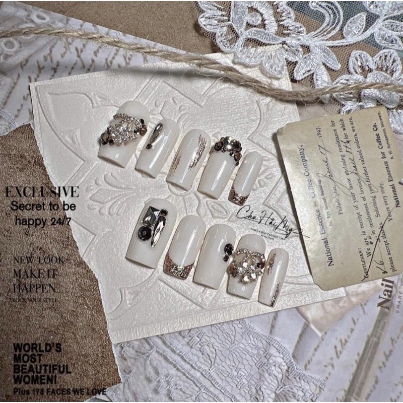 Set bìa báo 3D+Ren Decor chụp ảnh nail siêu xinh