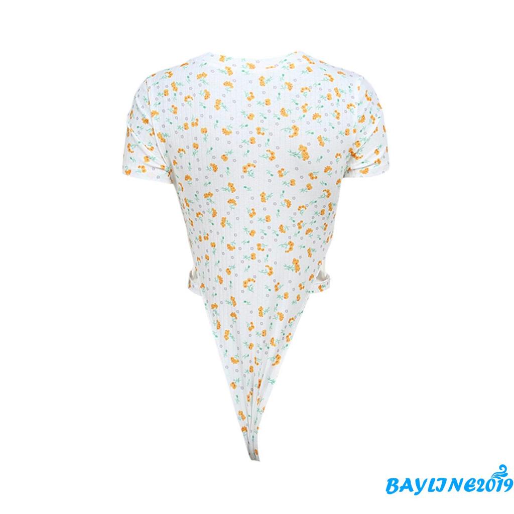 Áo liền quần Ngắn Tay Họa Tiết Hoa Thời Trang Cho Nữ