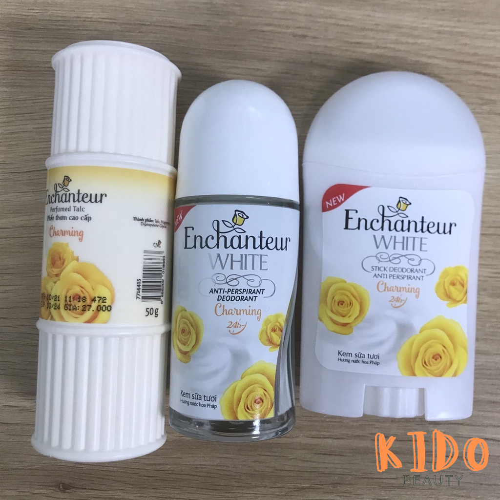 Lăn khử mùi trắng da Enchanteur Deluxe 50ml | Sáp khử mùi Enchanteur White 40g | Phấn thơm Enchanteur Charming 50g