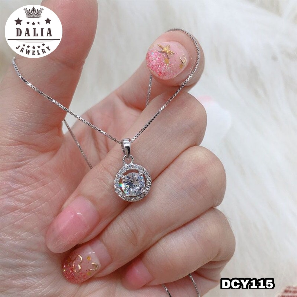 Vòng cổ bạc nữ DaLiA Jewelry mặt dây chuyền bạc hình tròn tiểu thư có sợi mì sợi xích dễ phối đồ chuẩn bạc thật 925