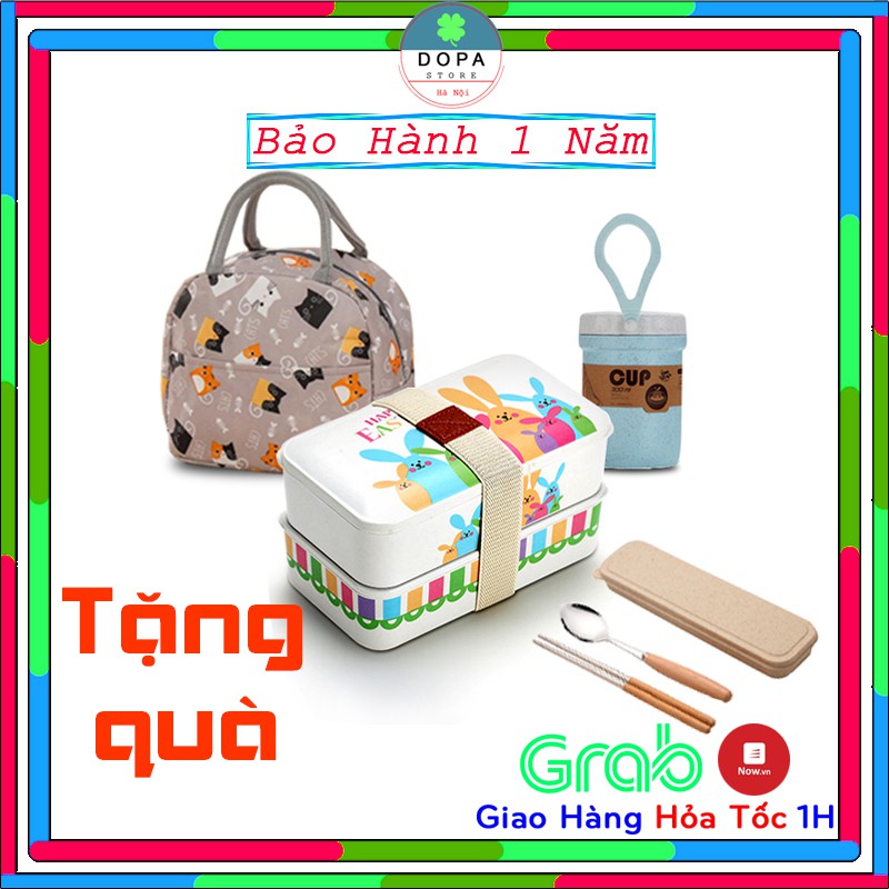 Hộp cơm Bento sợi tre 2 lớp chống rò rỉ an toàn tiện lợi - DOPA