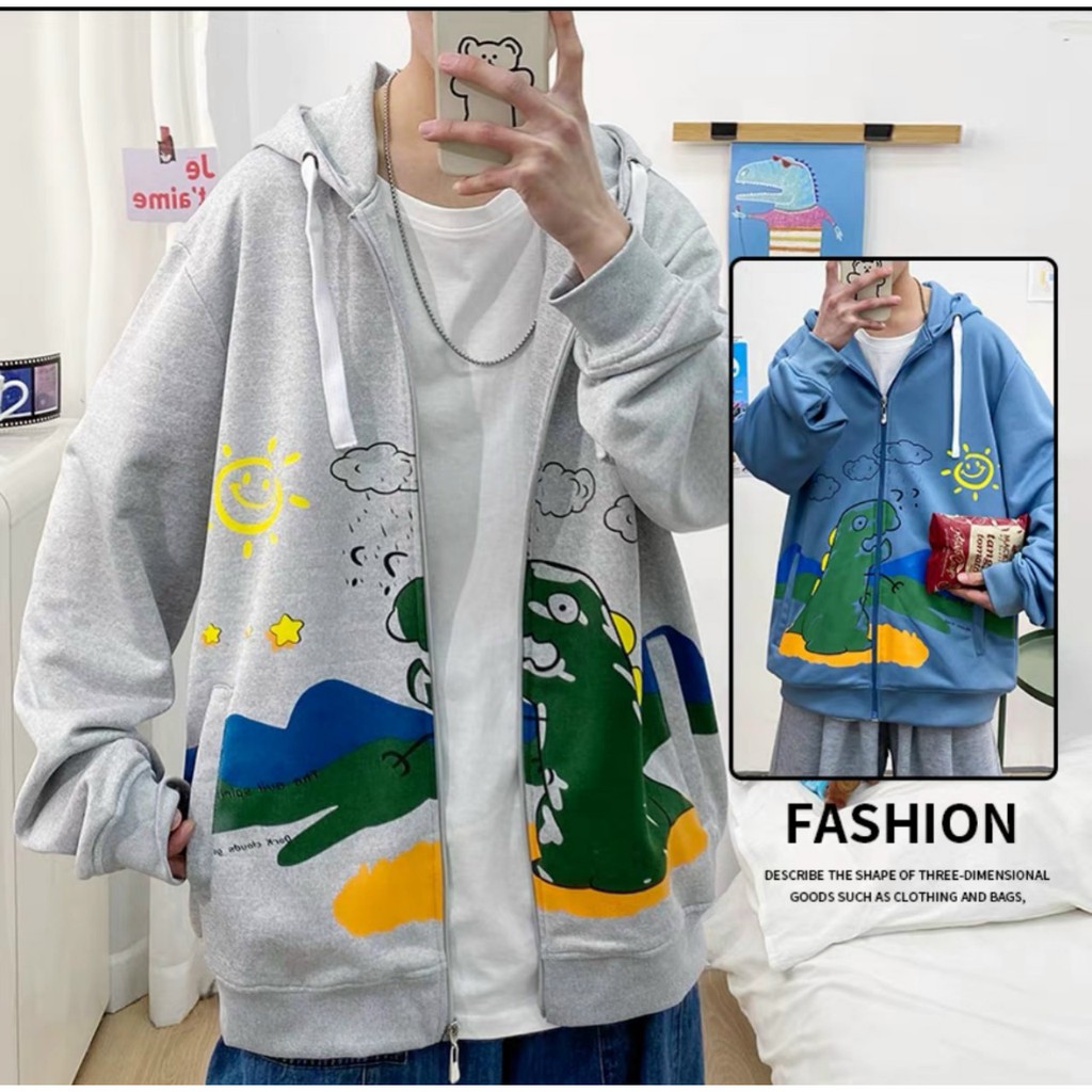 Áo khoác khủng long cute chất nỉ | Áo khoác Nam/ Nữ siêu thoải mái Form rộng | BigBuy360 - bigbuy360.vn