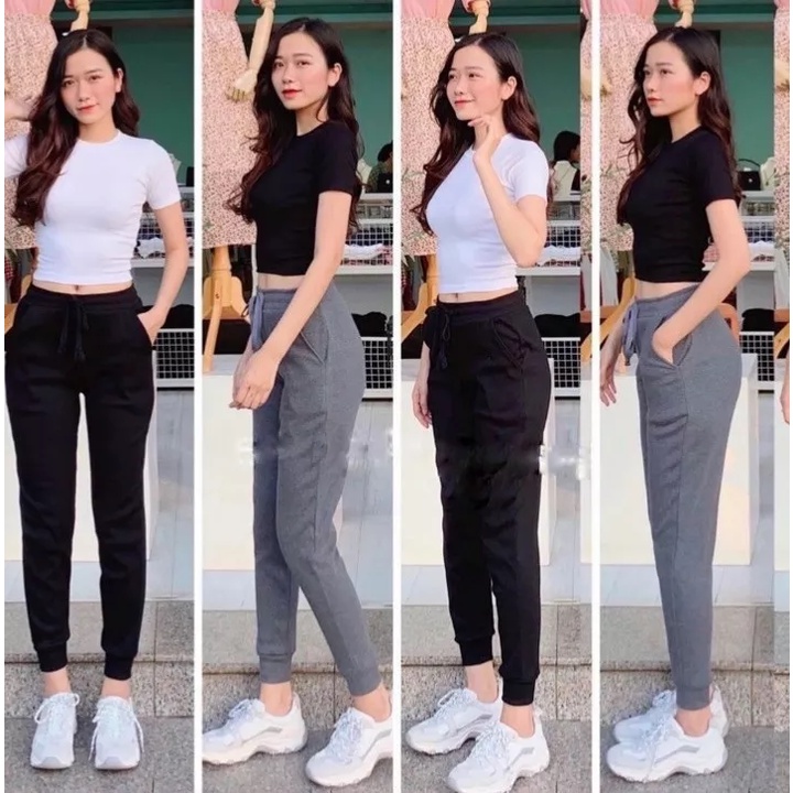 Quần Jogger Nữ Thun Nỉ Da Cá Mịn Mát Có Big Size