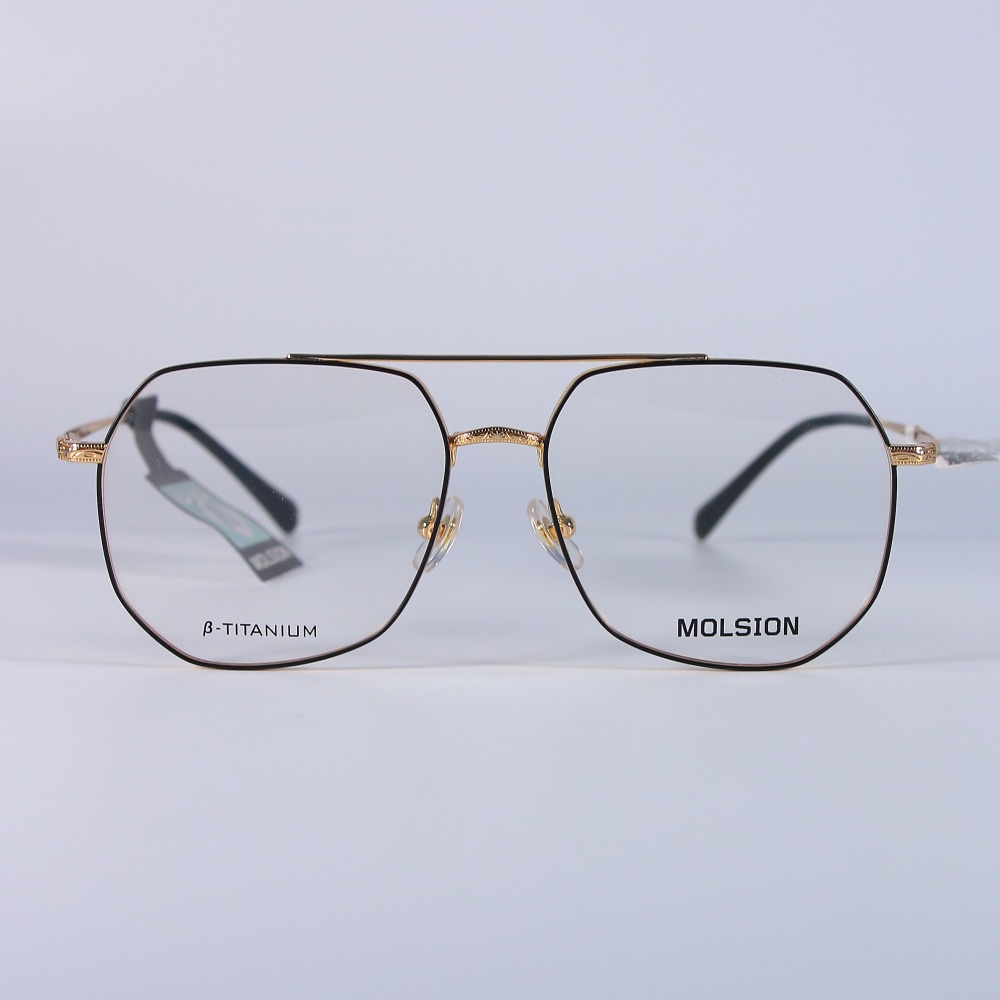 Gọng kính titanium Molsion MJ-7128 màu vàng viền đen Full box