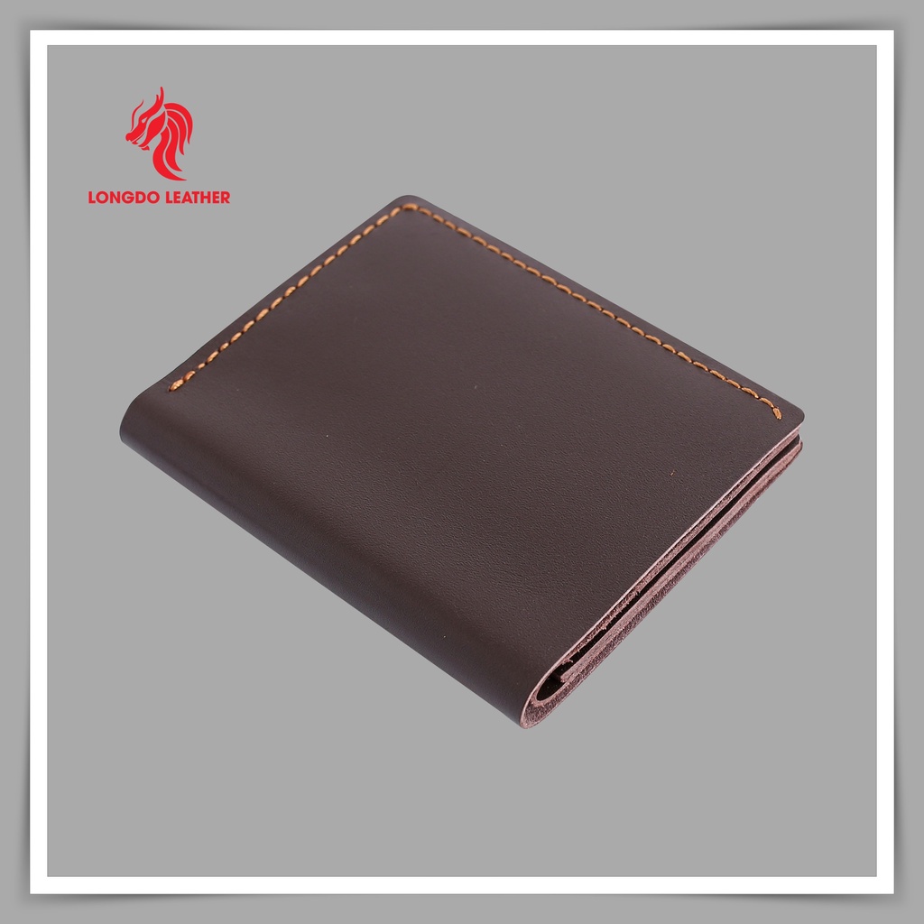 Ví da nam đứng da bò thật - Bảo hành 5 năm - Hàng chính hãng thương hiệu Longdo Leather - BD04